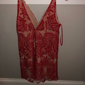Red lace dress